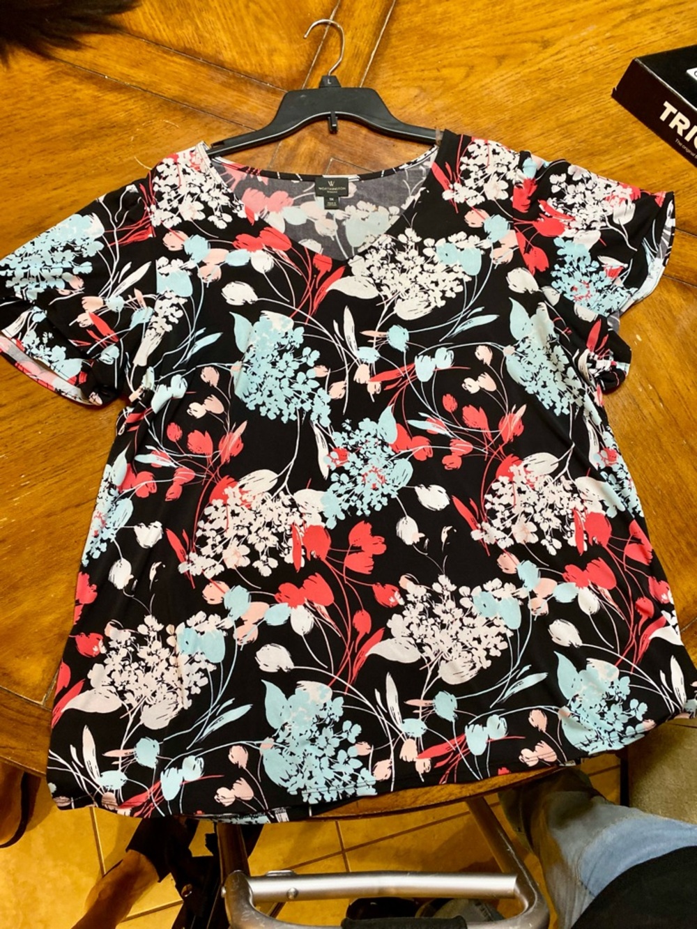 Worthington Woman Floral Short Ruffle Sleeve Blouse Multicolor 1X